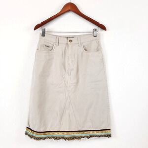 NY Khaki New York & Company Skirt SIZE 6 Beige Knee Length Embellished Modest
